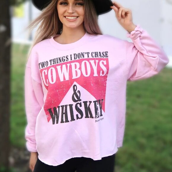 Bohemian Cowgirl Two Things I Don't Chase Sweatshirt White - Picture 3 of 3